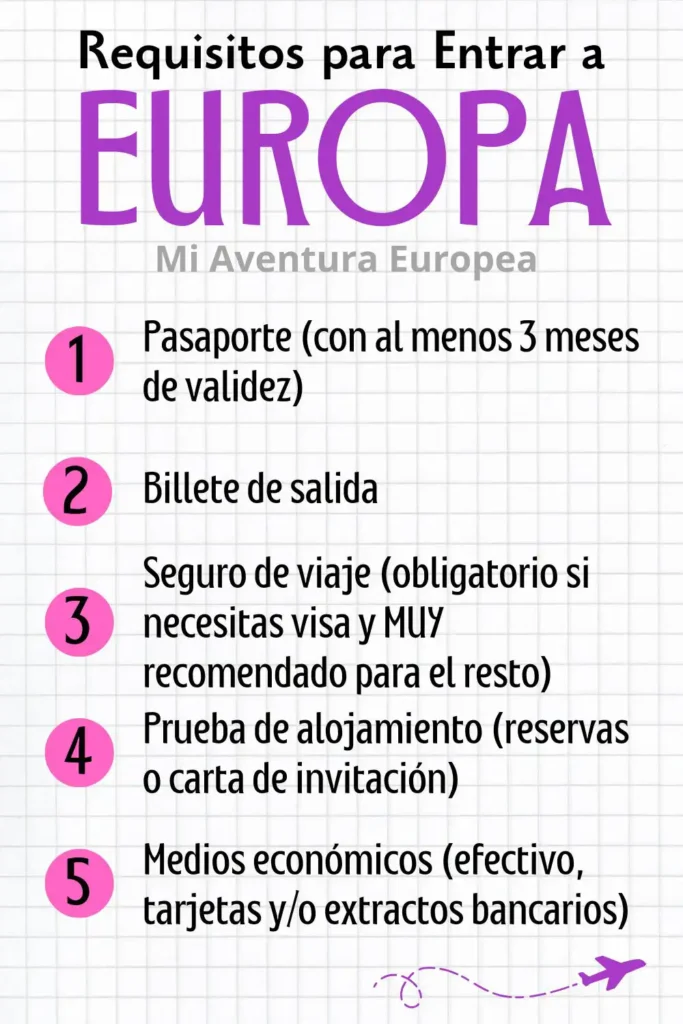 requisitos para entrar a europa
